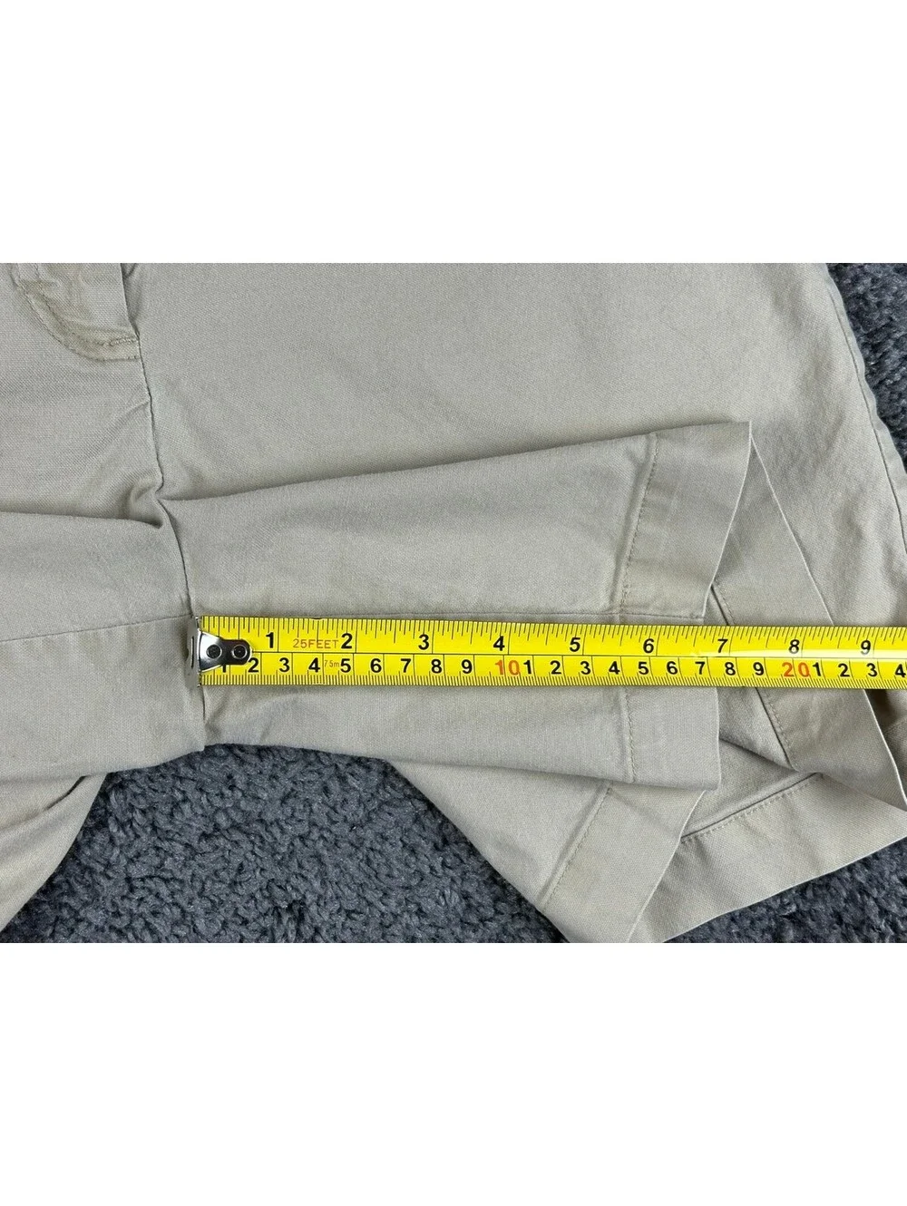 Talbots Shorts Womens 8 Beige Khaki Stretch Chino Casual Flat Front Button